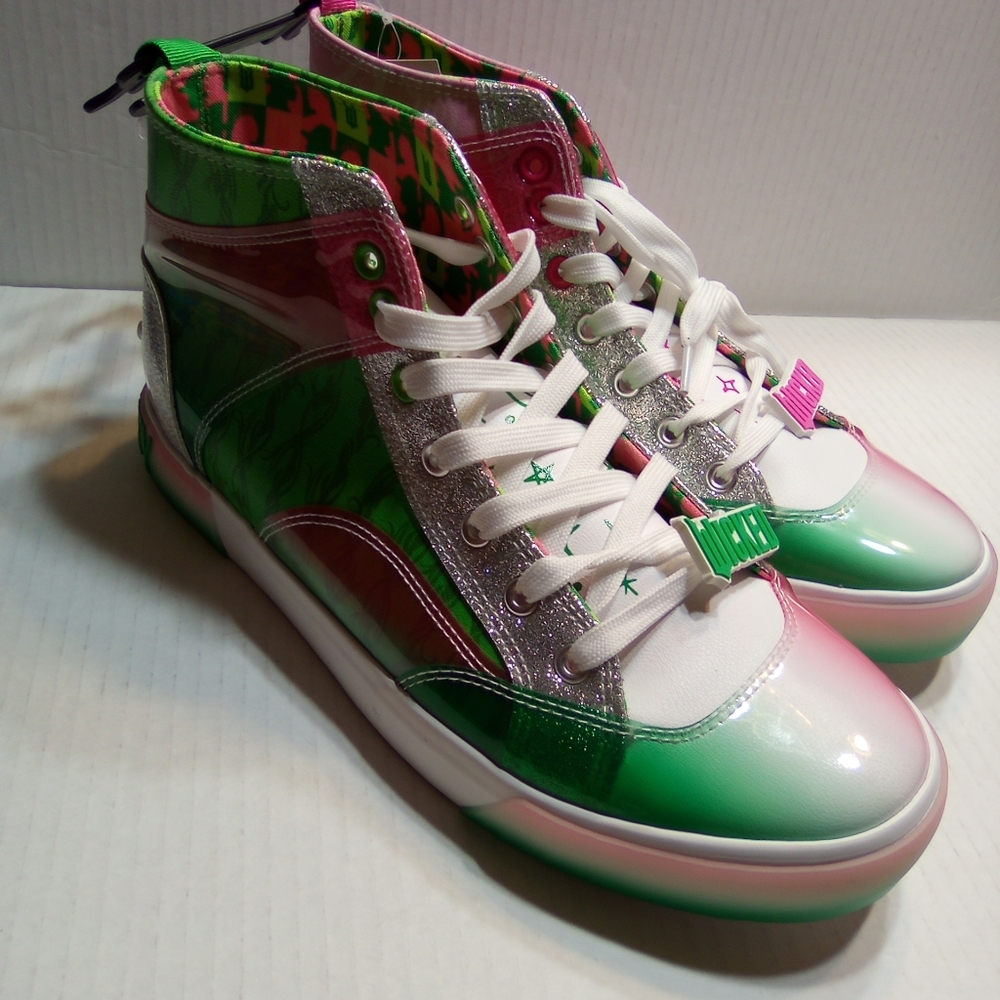 WICKED Pink and Green High-Top Sneakers - Picture 7 of 7